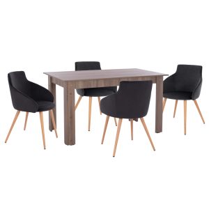 ΣΕΤ τραπεζαρίας 5τμχ Kelvin 140x80x77 εκ. Sonama oak μαύρο