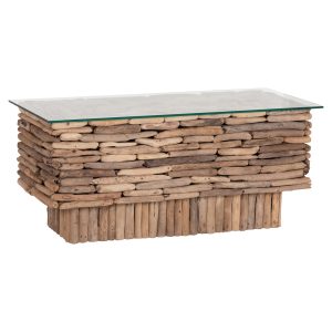 ΤΡΑΠΕΖΙ ΣΑΛΟΝΙΟΥ SPARROW DRIFTWOOD ΓΥΑΛΙ 105x45x47Υ