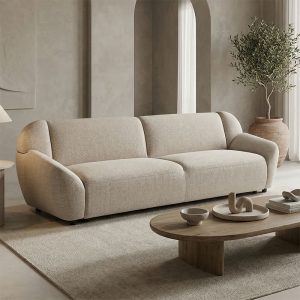 Καναπές τριθέσιος Echono ύφασμα μπεζ 230x88x77εκ