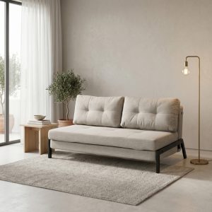 Καναπές κρεβάτι Fancy ύφασμα μπεζ 150x200x77εκ