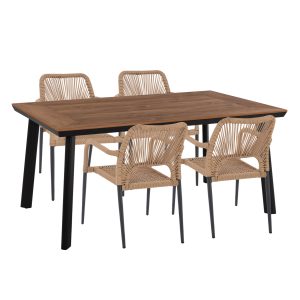 ΣΕΤ τραπεζαρίας TABER 160x92x72Y εκ. σκούρο γκρι μπεζ