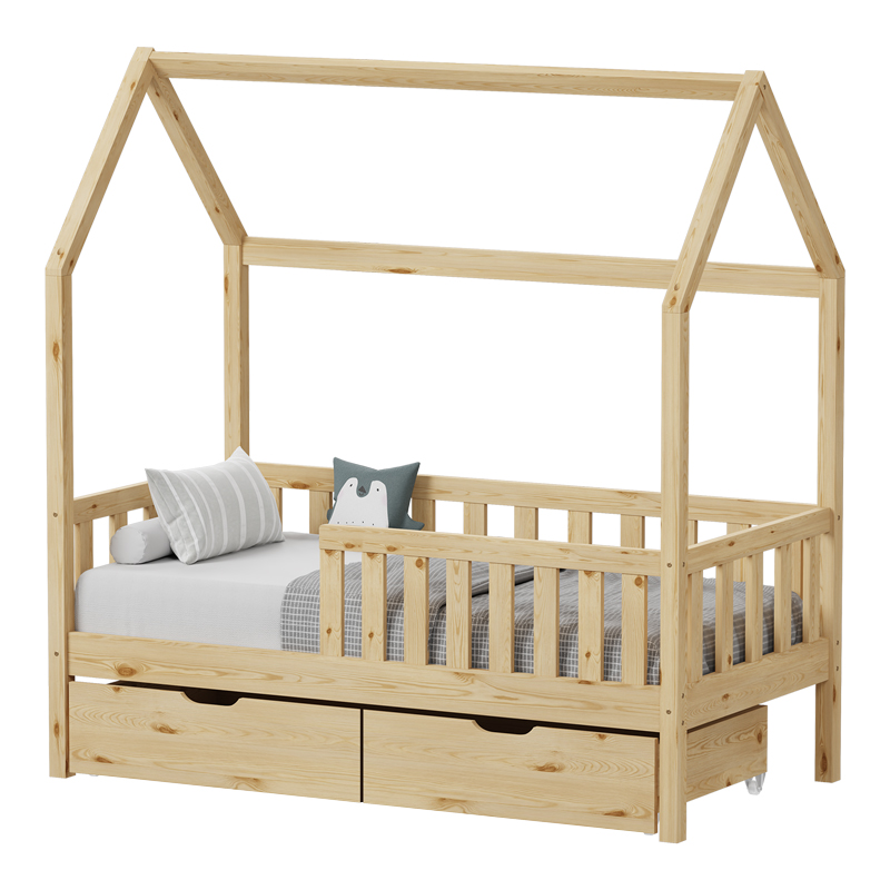 Παιδικό κρεβάτι Montessori Bendina με 2 συρτάρια 195x97x160 εκ