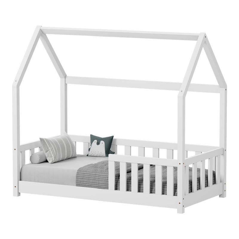 Παιδικό κρεβάτι Bambie Montessori ξύλο πεύκου λευκό 145x77x136