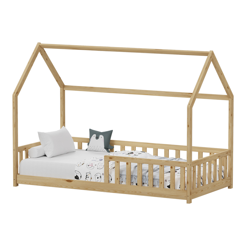 Παιδικό κρεβάτι Bambie Montessori ξύλο πεύκου φυσικό 195x97x147