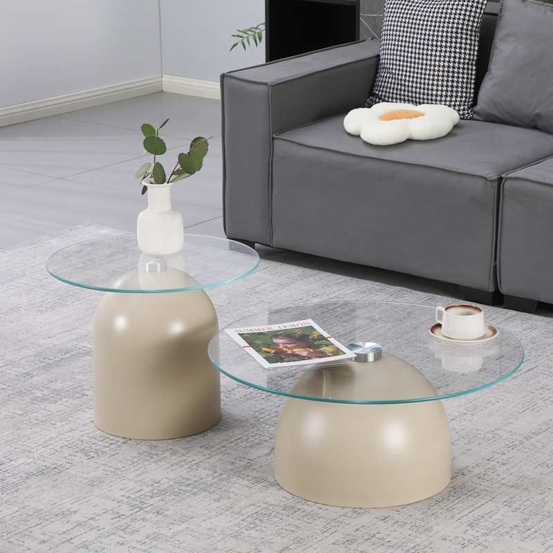 Τραπέζια σαλονιού Barel σετ 2τεμ cappuccino clear glass