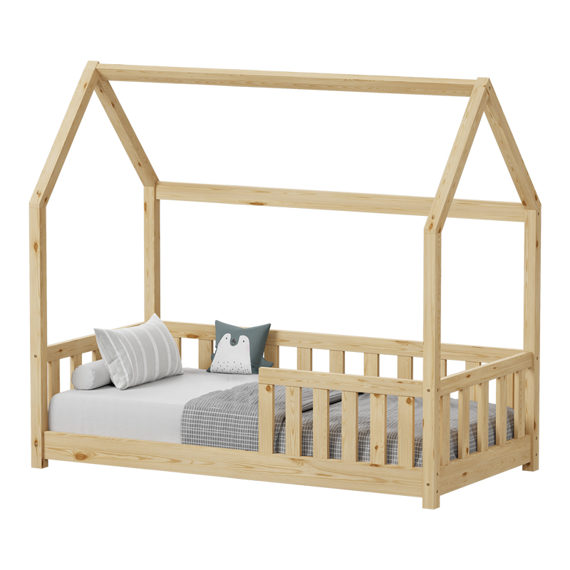 Παιδικό κρεβάτι Bambie Montessori ξύλο πεύκου φυσικό 145x77x136