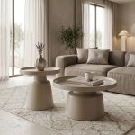 Τραπέζια σαλονιού σετ 2τεμ μέταλλο cappuccino 70x70x38 &