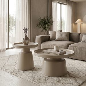 Τραπέζια σαλονιού σετ 2τεμ μέταλλο cappuccino 70x70x38 &