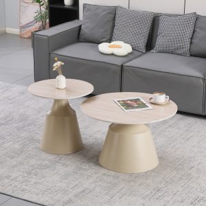 Τραπέζια σαλονιού Sculpt σετ 2τεμ cappuccino sintered stone