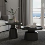 Τραπέζια σαλονιού σετ 2τεμ μέταλλο μαύρα 70x70x38 & 50x50x48,5