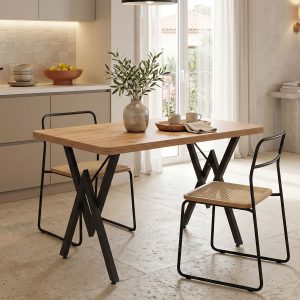 Τραπέζι Vertex oak μαύρο μεταλλικό 110x70x72εκ