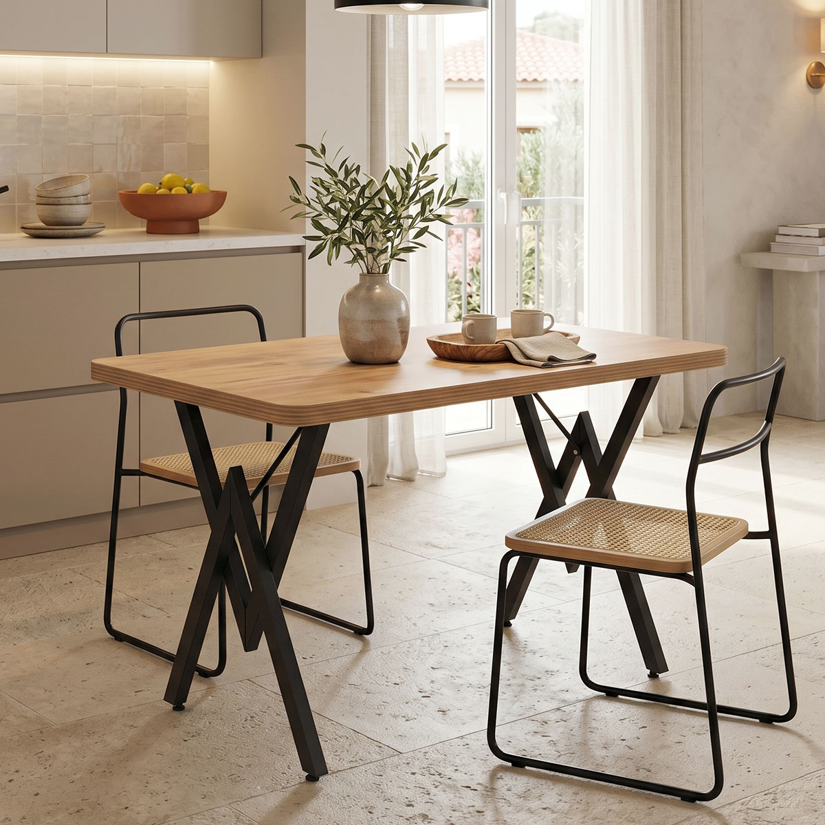 Τραπέζι Vertex oak μαύρο μεταλλικό 110x70x72εκ