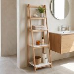 Ραφιέρα Benwen πτυσσόμενη rubberwood-mdf λευκή-φυσική