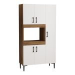 Ντουλάπα κουζίνας Defne λευκό-καρυδί 89x37,5x160εκ
