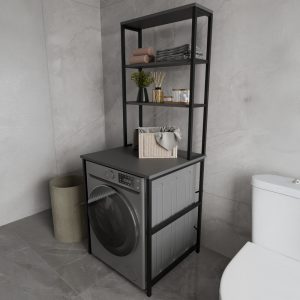 Έπιπλο πλυντηρίου Kylie μέταλλο μαύρο ανθρακί 60x60x180εκ