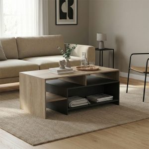 Τραπέζι σαλονιού Consa sonoma-ανθρακί 120x60x52,8εκ
