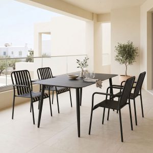 Τραπεζαρία Heven Vista σετ 5τεμ μαύρο αλουμίνιο 150x80x72εκ