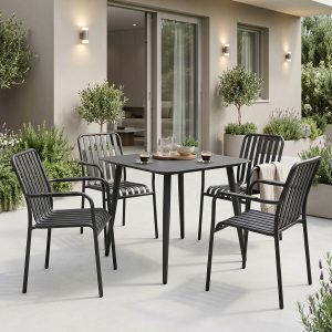 Τραπεζαρία Heven Vista σετ 5τεμ μαύρο αλουμίνιο 80x80x72εκ