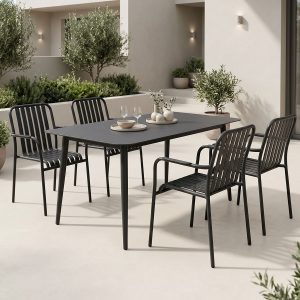 Τραπεζαρία Heven Vista σετ 5τεμ μαύρο αλουμίνιο 120x70x72εκ